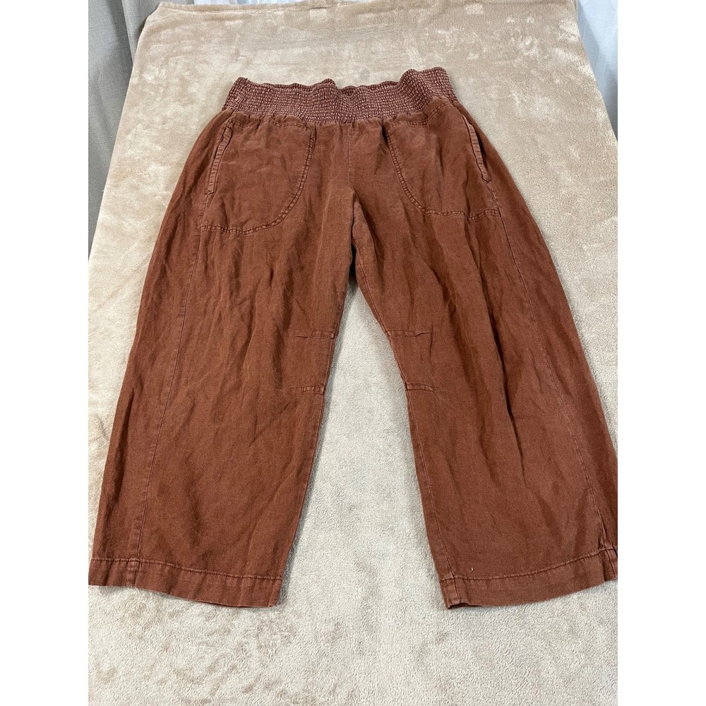 Pilcro Reese Linen Blend Wide Leg Pants Women's L Burnt Orange Ankle Length GOOD